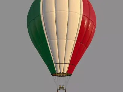 ItalyFlag-Parachute hot air balloon with flag of italy 3D model