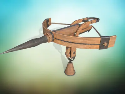 Medieval harpoon weapon PBR low-poly game ready Low-poly 3D model