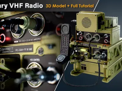 Military VHF Radio Low-poly 3D model