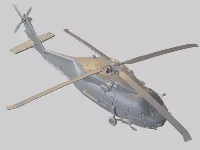 Black Hawk Military Helicopter Low-poly 3D model
