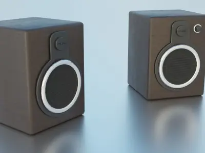Modern Wooden Speakers Low-poly 3D model