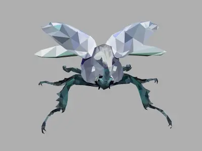 Firefly Bark Beetle Low Polygon Art Insect Low-poly 3D model