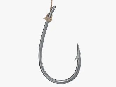 Fishing hook with line 3D model