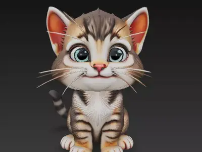 Cat Kitten Realistic 3D Model Basic - Low Poly Realistic Low-poly 3D model