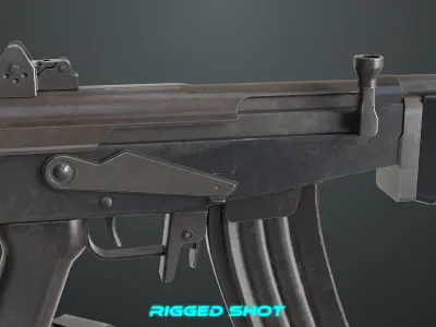 Machine Gun 13 Metal All PBR Unity UE Textures Low-poly 3D model