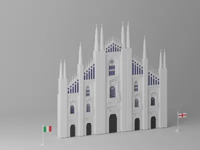Milan Cathedral Duomo di Milano Facade Low-poly 3D model