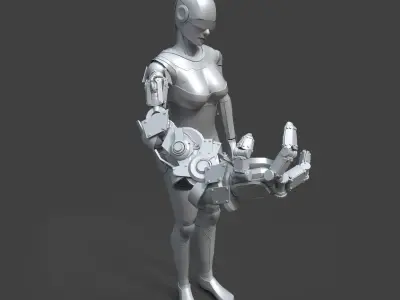 RoboGirl female humanoid Low-poly 3D model