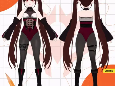 VRM DEMON QUEEN GOTHIC SUCCUBUS FANTASY GIRL 3D model
