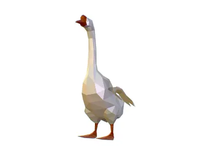 Animated White Goose Lowpoly Art Style Low-poly 3D model