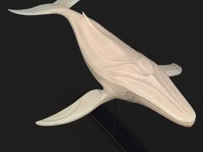 Statuette Whale on stand Low-poly 3D model