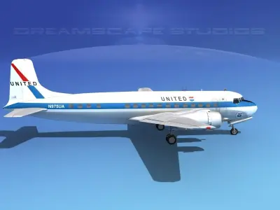 Douglas DC-6 United Air Lines 3D model