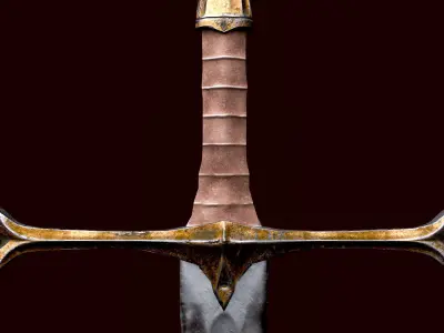 Long sword Low-poly 3D model