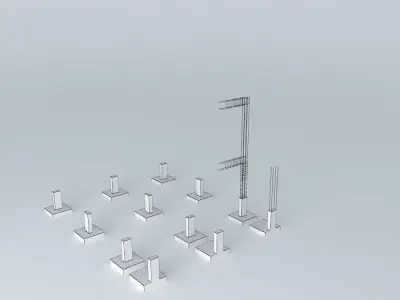 Industrial group of metal poles Free 3D model