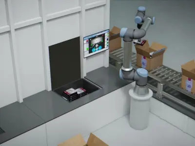 Packing Industrial Robots Animated Low-poly 3D model