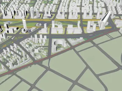 Urban highrise building building ancillary building commercial 3D model