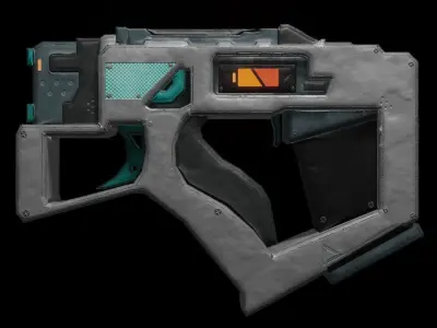 Sci-fi Metalic Pistol Gun Low-poly 3D model