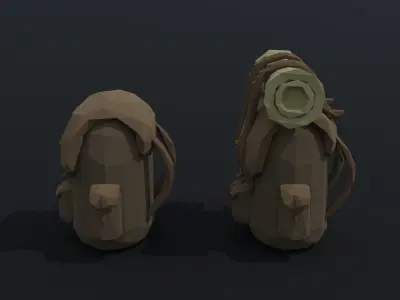 Cartoon fantasy backpack Polygonal Style Low-poly 3D model