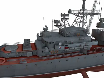 Krivak-class frigate Low-poly 3D model