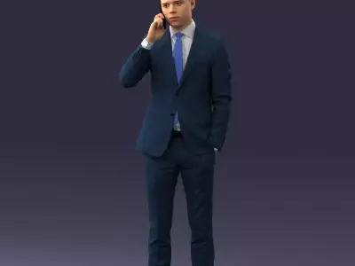 000182 Young Businessman on Phone 0911 3D model