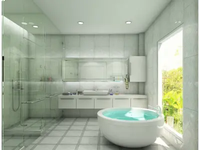 bathroom 1 with bathtub and sink 3D model