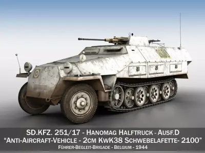 SDKFZ 251 - Ausf D - Anti-Aircraft-Vehicle - 2100 3D model
