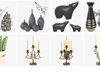 Decorations for desk and shelves 3D model