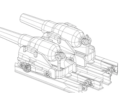 Turret Coles system RML gun 10-inch 18-ton 3D print model