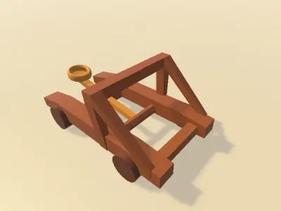 Catapult Low Poly Animated Low-poly 3D model