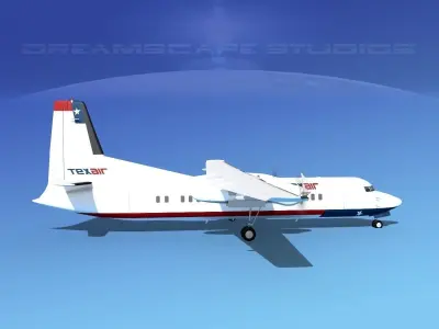 Fokker 50 Texair 3D model