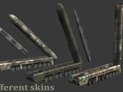 Topol-M military rocket launcher Low-poly 3D model