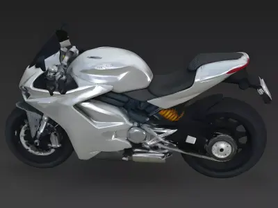 Modern Sport Bike White Motorcycle 3d model Low-poly 3D model