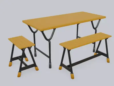 Outdoor table picnic Free low-poly 3D model