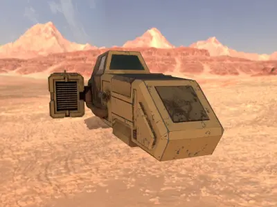 Sci-fi desert speeder Low-poly 3D model