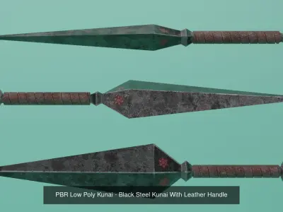 Triple Kunai Pack Well Textured and Unwrapped PBR Low Poly 3D Model Collection