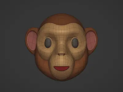 Monkey Head Emoji Low-poly 3D model