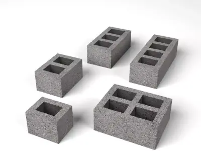 Bricks set of concrete blocks Free 3D model