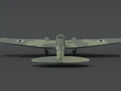 Low Poly Cartoon Heinkel 111 H WWII Airplane Low-poly 3D model