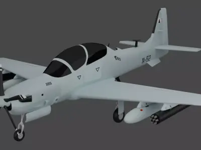 A-29 SUPER TUCANO - Flexible n Deadly For Counter-Insurgency - Low-poly 3D model