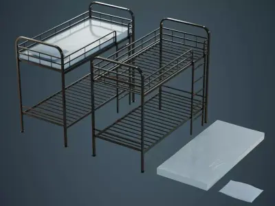 Bunk Bed 3A Low-poly 3D model