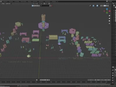 Ruined Castle Kitbash Set 153 parts 3D model 3D model