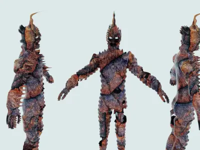 3D Fish Man Character And 75 Animation Low-poly 3D model