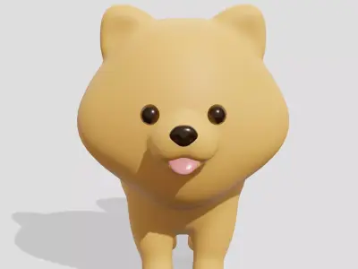 Cute Pomeranian dog  Low-poly 3D model