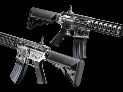 Mid Poly M4 Assault Rifle Low-poly 3D model