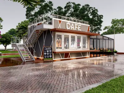  Coffeeshop Bar Low-poly 3D model