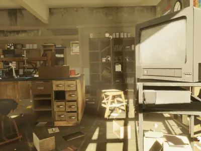 Abandoned Chemistry Classroom Low-poly 3D model