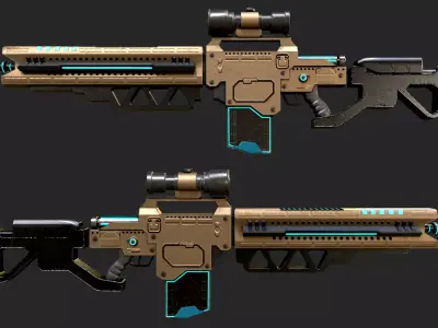 Neoniper two rifles Low-poly 3D model