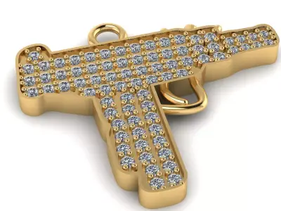 MINI UZI PENDANT with stones 3D print model