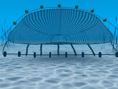 fishing net 3d model and rig in Maya 3D model