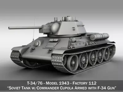 T-34-76 - Model 1943 - Factory 112 - Soviet Medium Tank  3D model