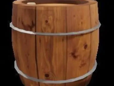 wooden barrel low-poly game ready Low-poly 3D model